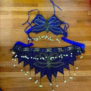 Blue butterfly belly dance set